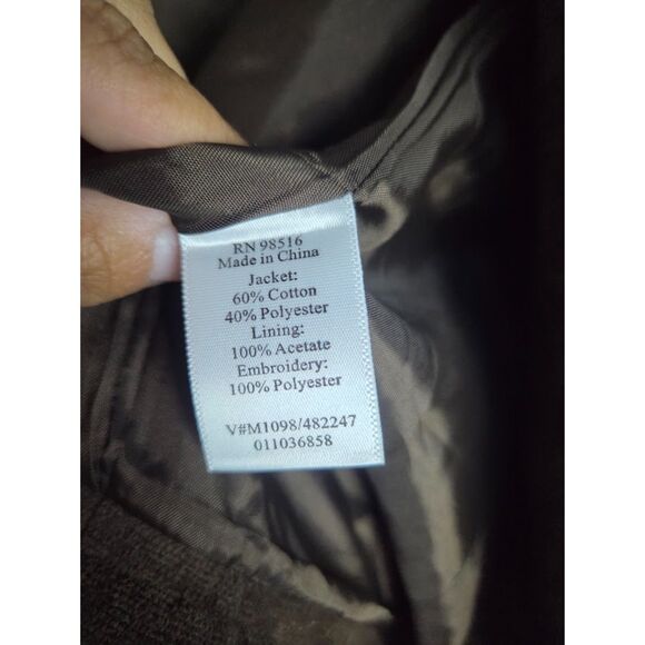 NWT Coldwater Creek Brown w/Purple Floral Embroidery Corduroy Jacket sz 12 - Picture 8 of 9